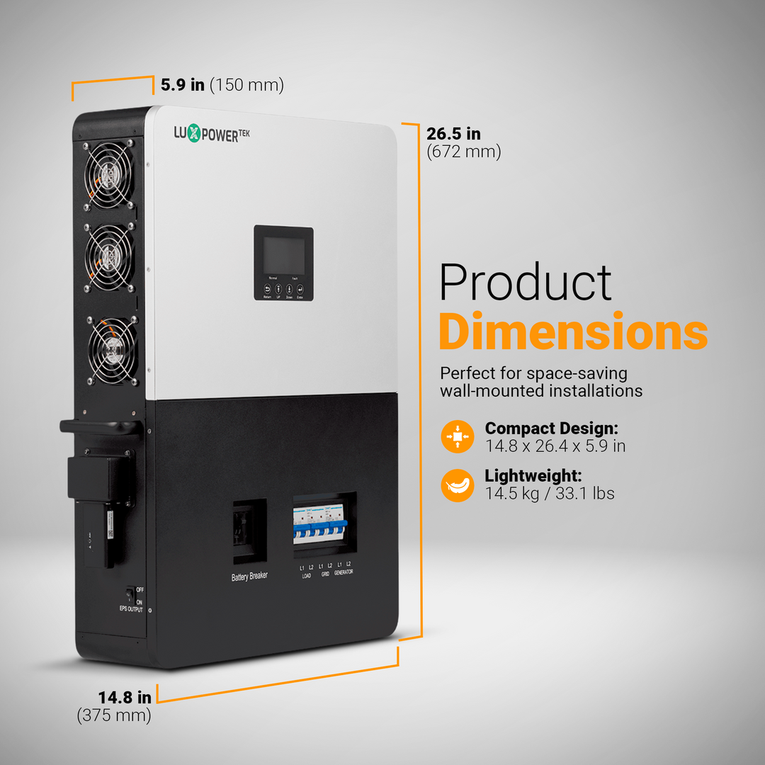 Luxpower LXP6K (SNA-US 6000) - Hybrid / Off-Grid Solar Inverter | 8000W PV Input | 6000W Output | SNA 6k Split Phase | UL & CSA Approved | 6000XP