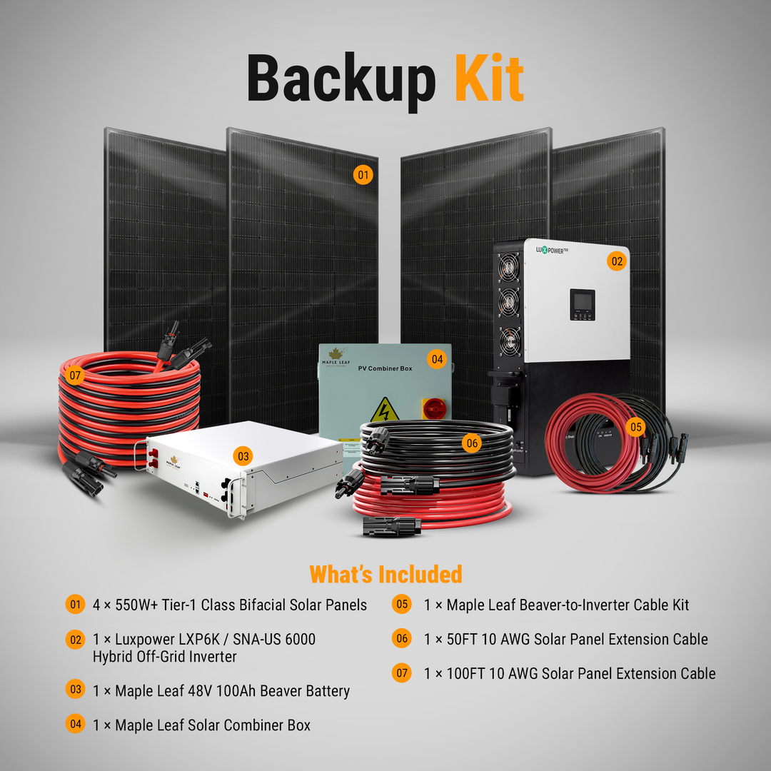 Luxpower SNA-US-6K Kit - Tier 1 550W+ Solar Panels | 48v 100Ah Beaver Battery | Solar Power Kits for House, Cabin & Off-Grid