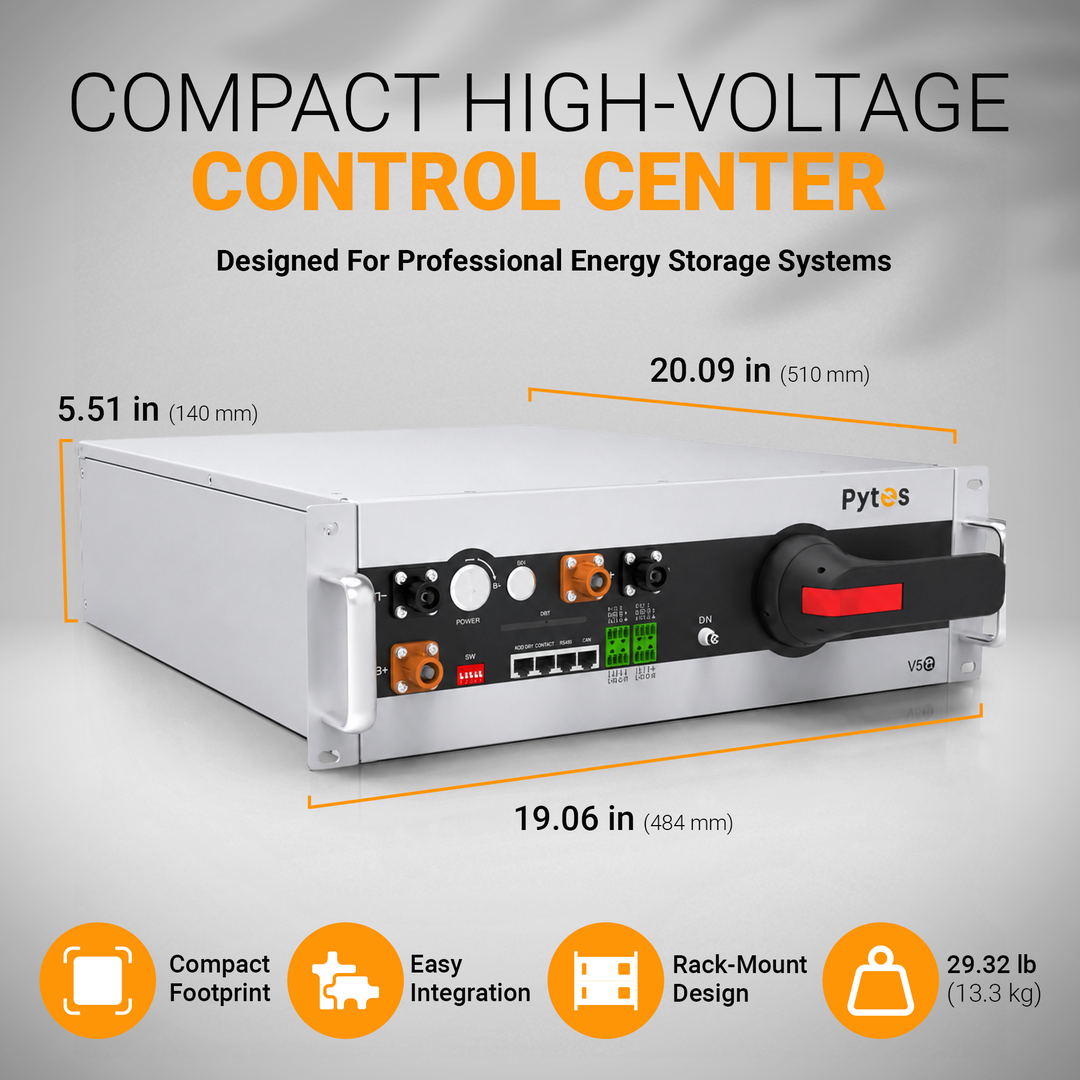 Pytes HV48100 High Voltage Battery Storage System with 25kw and expandable up 40Kw Kit | LiFePO4 Solar ESS Battery Bundle with BCU and Floor Mount Cabinet | UL9540 Certified