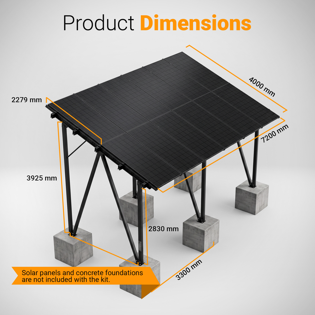 Maple Leaf Heavy-Duty 12-Panel Solar Carport Mounting System | 2x6 Solar Panel Array