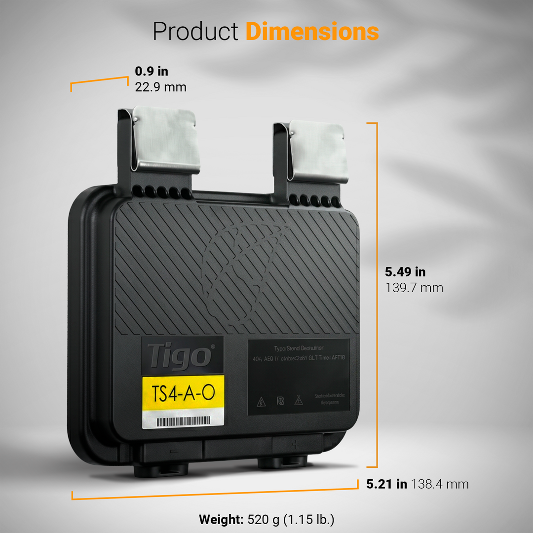 Tigo TS4-A-O 725W Solar Optimizer Canada – MLPE Module Level Power Electronics, Rapid Shutdown Device UL 1741, Solar Panel Monitoring Optimizer, 1500V 22A, High Efficiency 99.6%, Shade & Mismatch Optimization