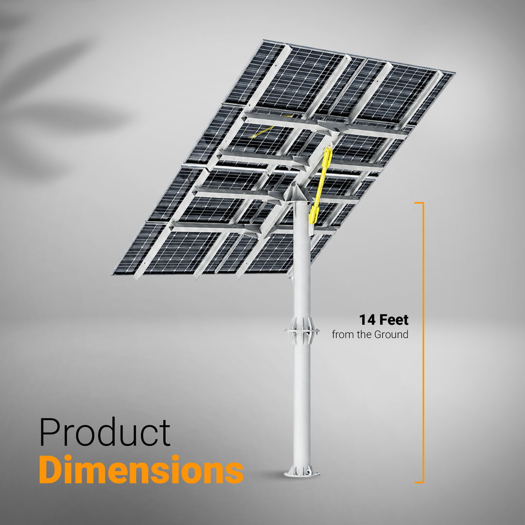 Maple Leaf North Pole Mount - System For 8 Solar Panels | 14 Feet Height | W/ Angle Adjustment | PENG Certificate | Fits Panels Up To 600w
