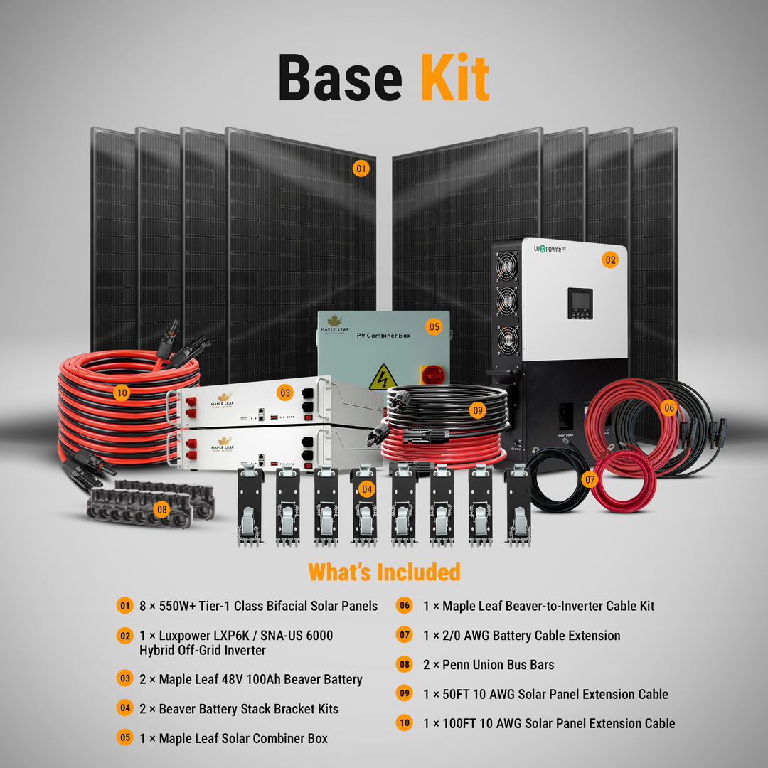 Luxpower SNA-US-6K Kit - Tier 1 550W+ Solar Panels | 48v 100Ah Beaver Battery | Solar Power Kits for House, Cabin & Off-Grid
