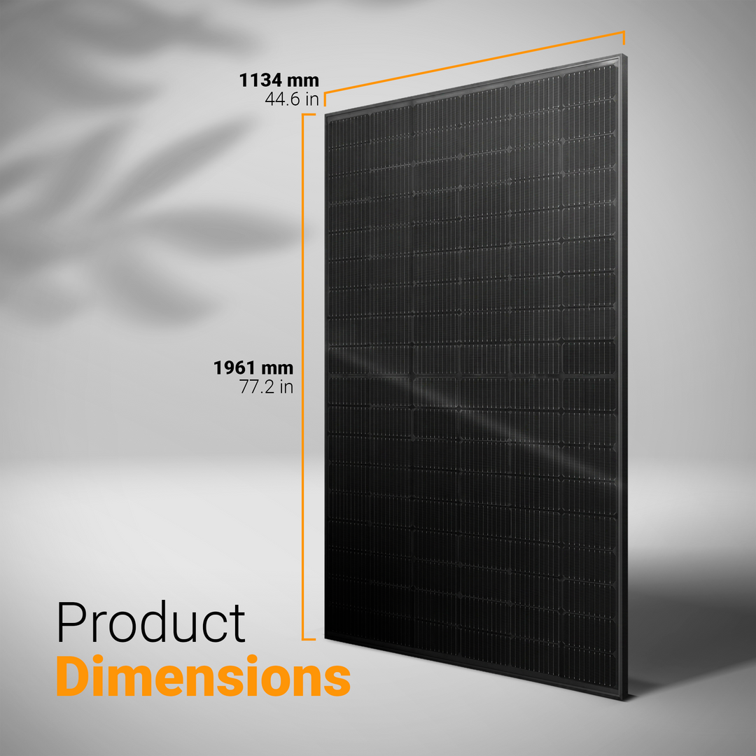 LONGi LR8-54HGBB-500M 500W Bifacial All-Black Solar Power Panel | Pallet of 36 Panels | N-Type Cells | 1200mm cables