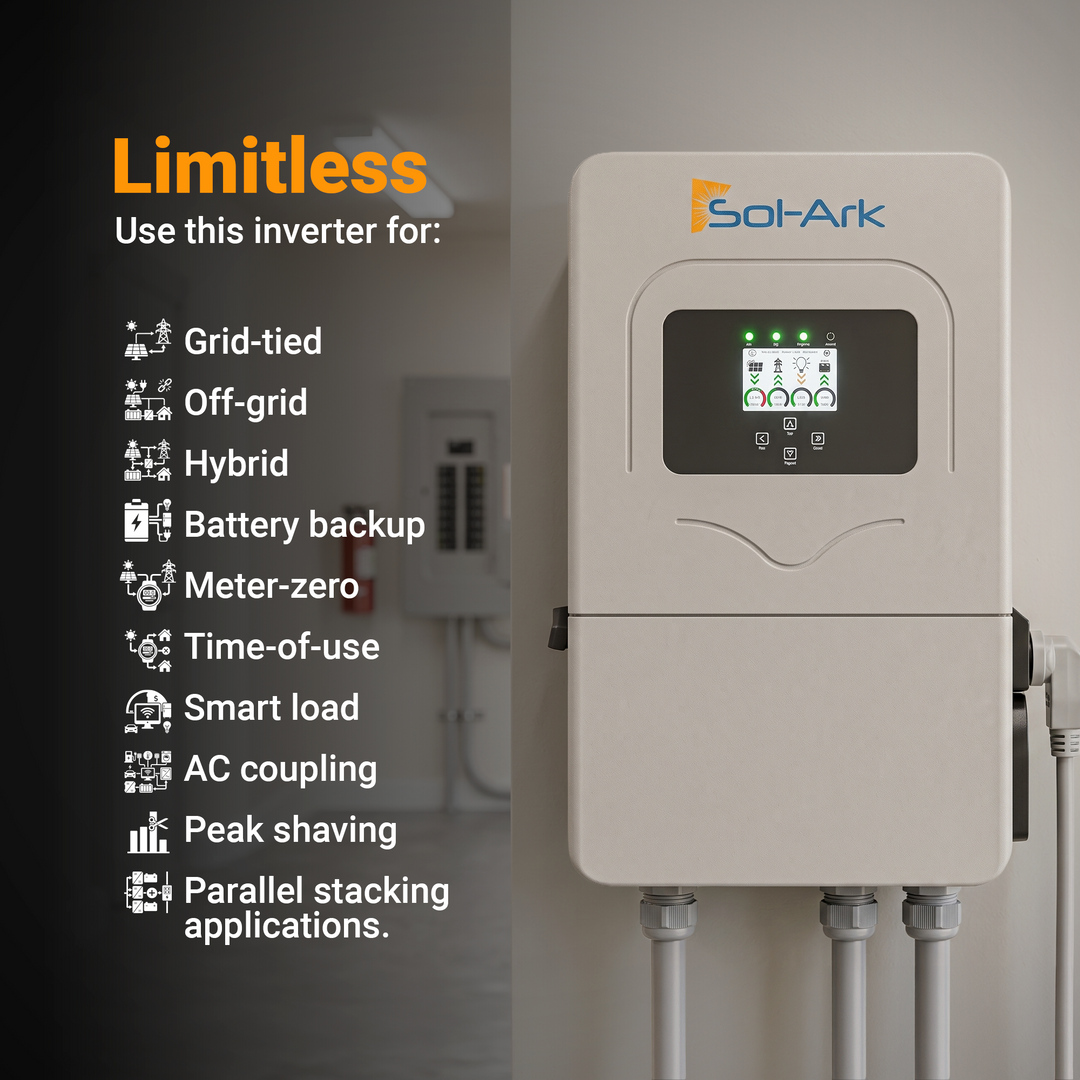 Sol-Ark 12kw Limitless 12K-2P-LL | Hybrid Solar Power Inverter | 12000W AC Output | Up to 6 PV Strings