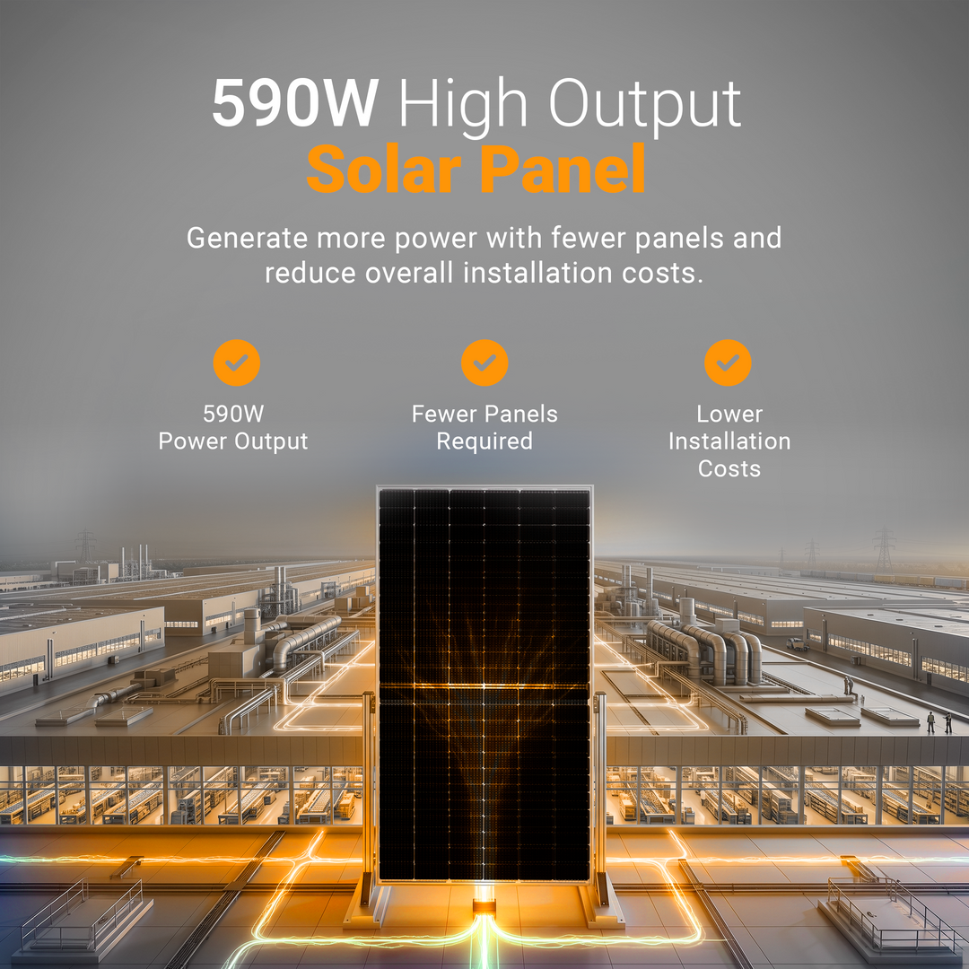 SolarSpace 590W Solar Panel Canada – High Efficiency N-Type TOPCon Monocrystalline Module for Commercial, Farm, Industrial, Ground Mount & Large Residential Solar Systems