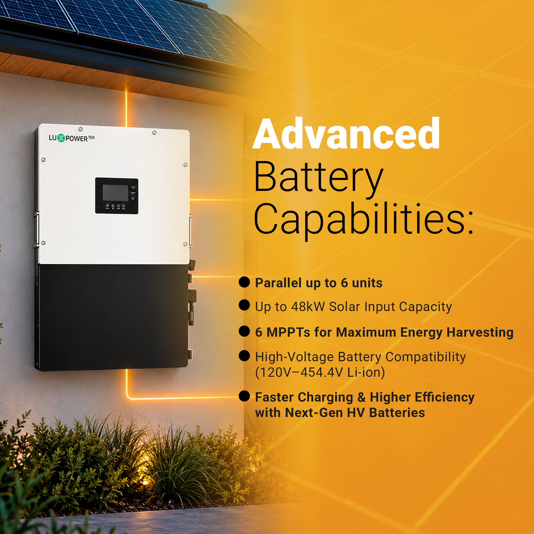 Luxpower GEN-HB-US 25K Hybrid Solar Inverter | 25kW Whole-House Backup Solar Power Inverter | 120/240V Split-Phase | 200A Output | 6 MPPT / 48kW PV Input | High-Voltage Battery Ready | Parallel Up to 6 Units | IP65 Outdoor Rated