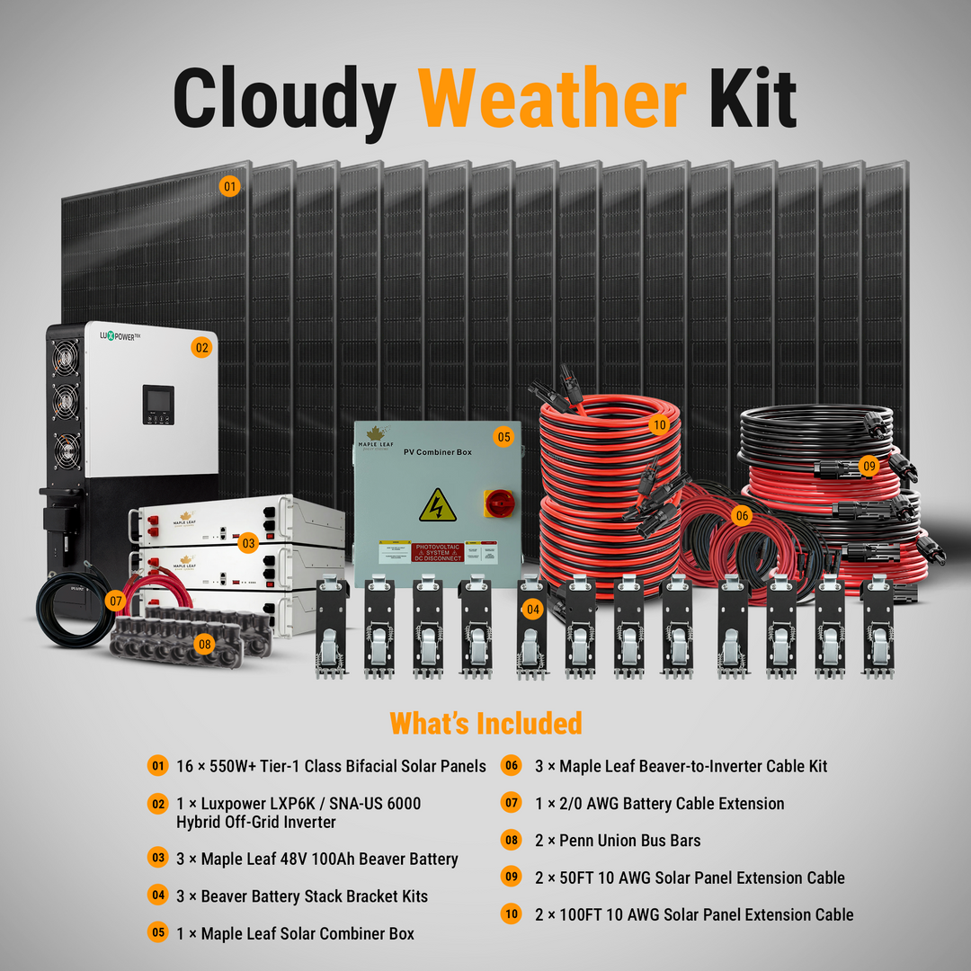 Luxpower SNA-US-6K Kit - Tier 1 550W+ Solar Panels | 48v 100Ah Beaver Battery | Solar Power Kits for House, Cabin & Off-Grid