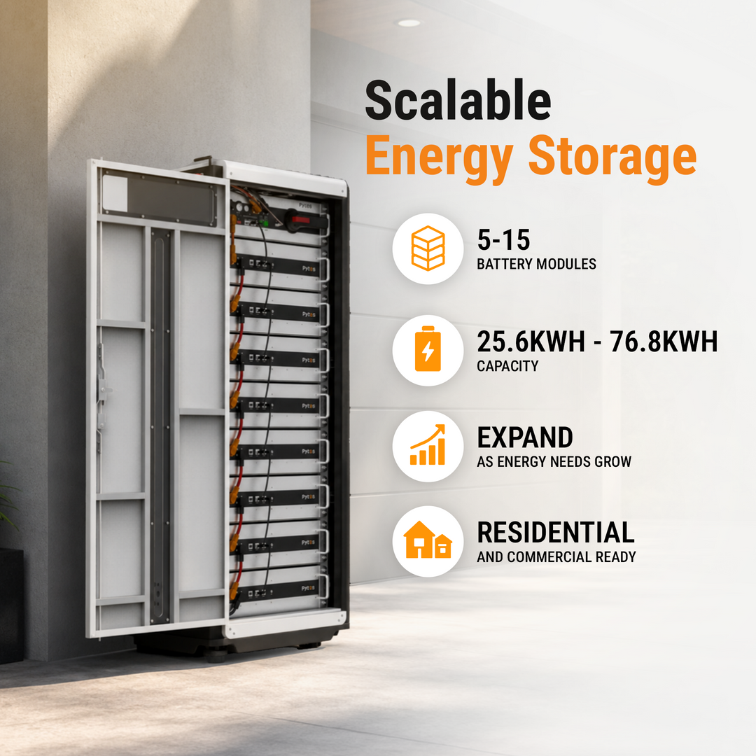 Pytes HV48100 High Voltage LiFePO4 5.12KwH Battery Energy Storage System | 25.6kWh–76.8kWh Scalable Solar Battery | UL 9540 & UL 1973 Certified