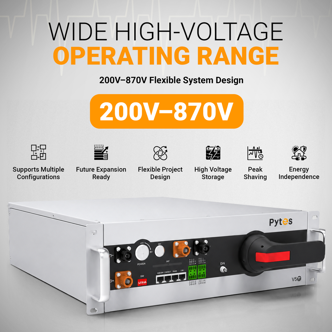 Pytes HV48100 High Voltage Battery Storage System with 25kw and expandable up 40Kw Kit | LiFePO4 Solar ESS Battery Bundle with BCU and Floor Mount Cabinet | UL9540 Certified