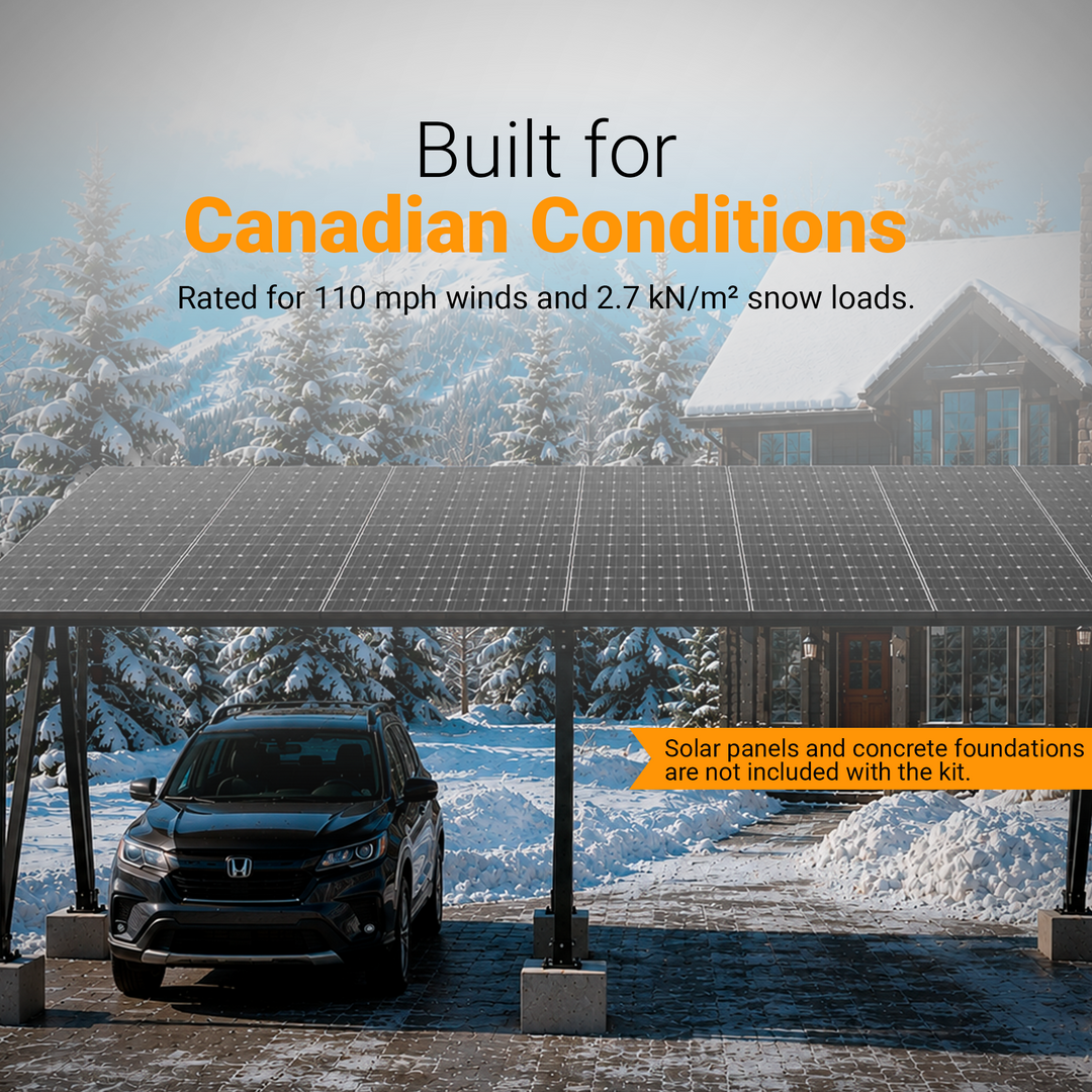 Maple Leaf Heavy-Duty 12-Panel Solar Carport Mounting System | 2x6 Solar Panel Array