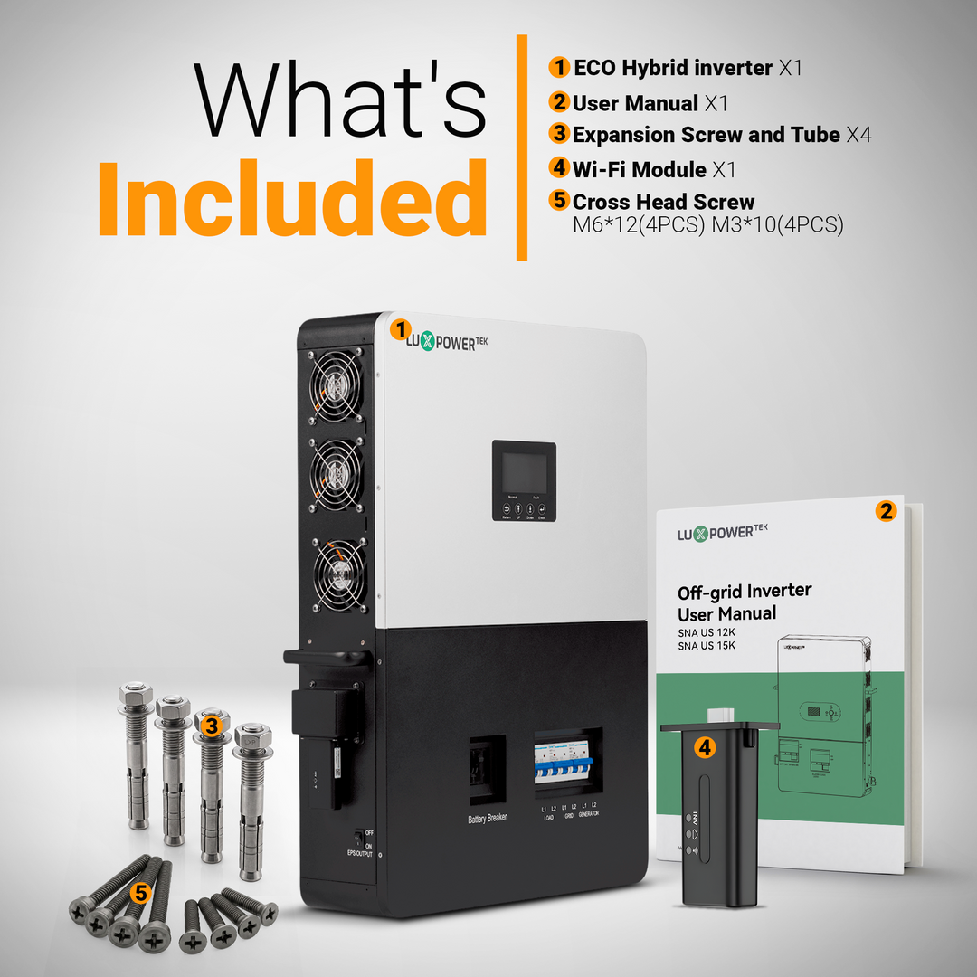 Luxpower LXP6K (SNA-US 6000) - Hybrid / Off-Grid Solar Inverter | 8000W PV Input | 6000W Output | SNA 6k Split Phase | UL & CSA Approved | 6000XP