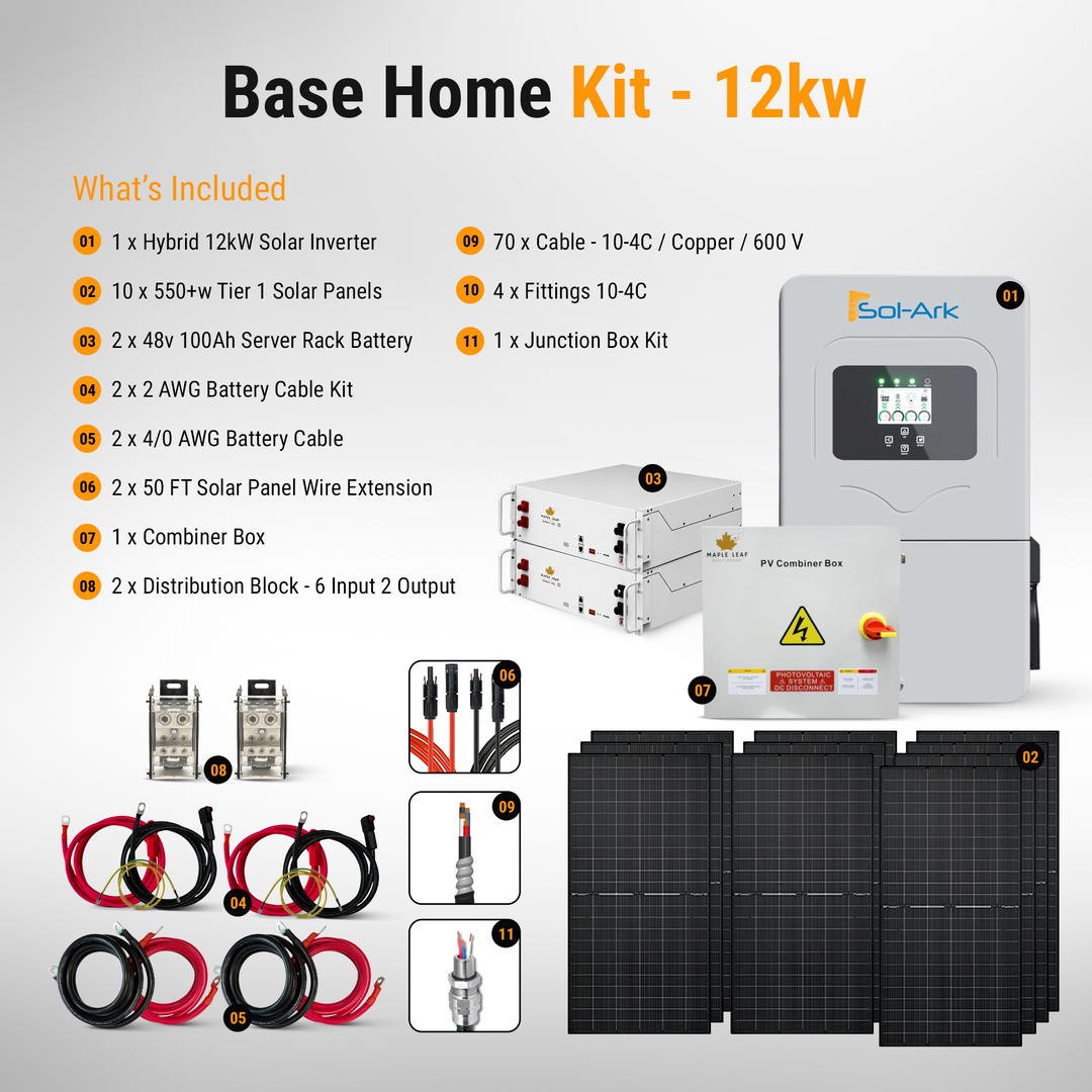 Sol-Ark Hybrid Complete Solar Power and Energy Storage Kits | Bifacial Tier-1 550w+ Solar Panels | Maple Leaf Beaver LIFEPO4 Batteries | Full Kits for Hybrid Solar Power Installs