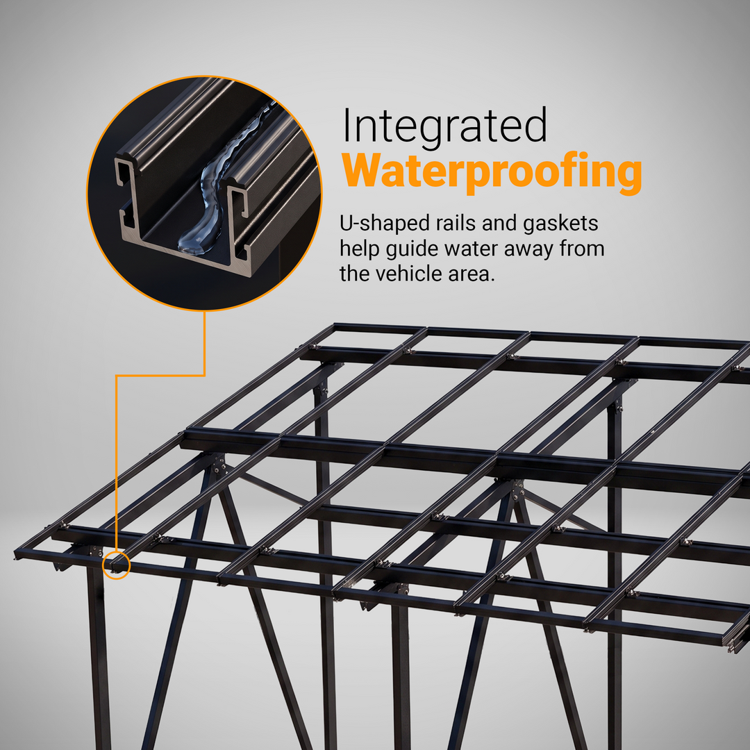 Maple Leaf Heavy-Duty 12-Panel Solar Carport Mounting System | 2x6 Solar Panel Array