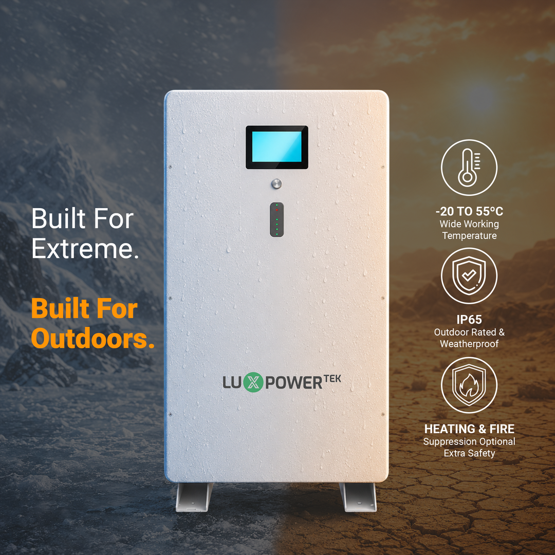 LUXPOWER PSHIELD MAX 16kWh LiFePO4 Solar Battery Storage System for Home Backup Power | IP65 Outdoor Energy Storage | UL Certified