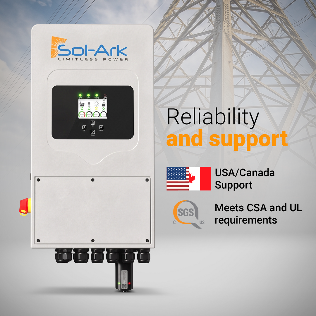 Sol-Ark 5k-1P Hybrid Inverter - Single Phase Inverter | 10kw Solar Input (500VOC) | 2MPPT Controllers | For Off Grid Uses