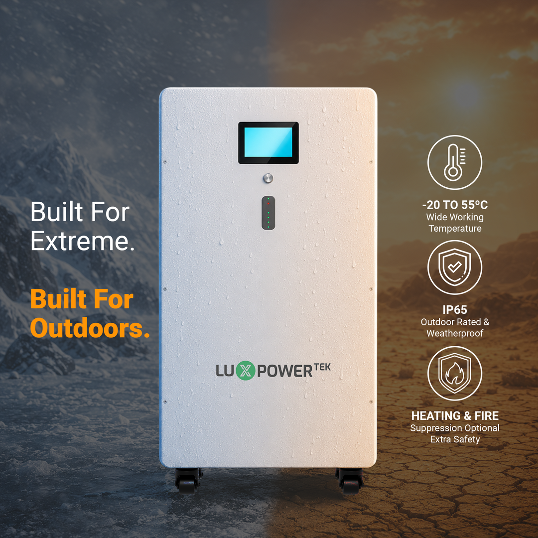 LUXPOWER PSHIELD MAX 16kWh LiFePO4 Solar Battery Storage System for Home Backup Power | IP65 Outdoor Energy Storage | UL Certified