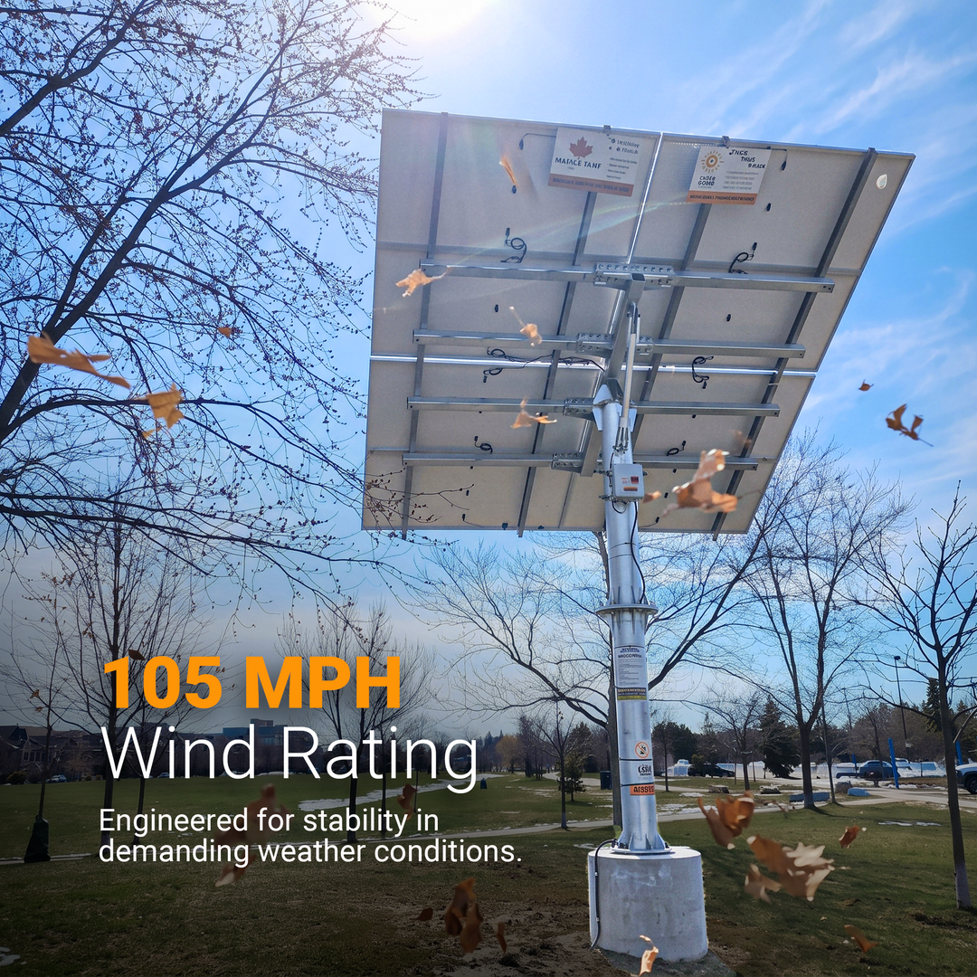 Maple Leaf North Pole Mount - System For 8 Solar Panels | 14 Feet Height | W/ Angle Adjustment | PENG Certificate | Fits Panels Up To 600w