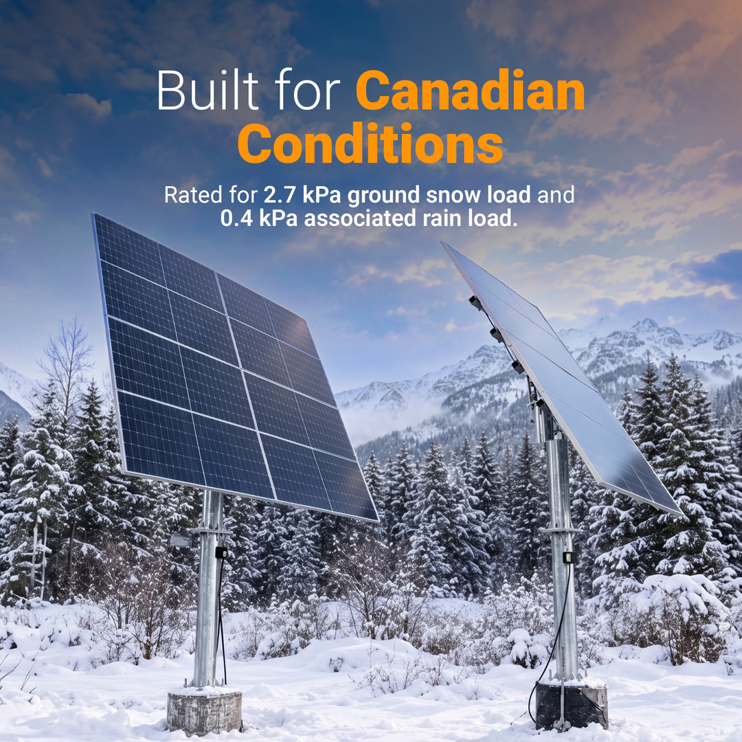 Maple Leaf North Pole Mount - System For 8 Solar Panels | 14 Feet Height | W/ Angle Adjustment | PENG Certificate | Fits Panels Up To 600w