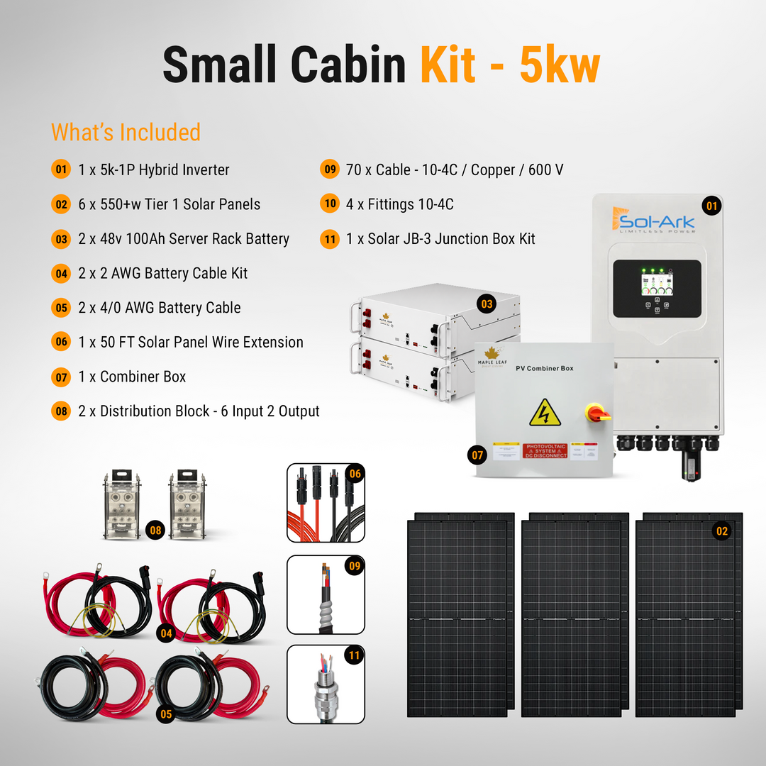 Sol-Ark Hybrid Complete Solar Power and Energy Storage Kits | Bifacial Tier-1 550w+ Solar Panels | Maple Leaf Beaver LIFEPO4 Batteries | Full Kits for Hybrid Solar Power Installs