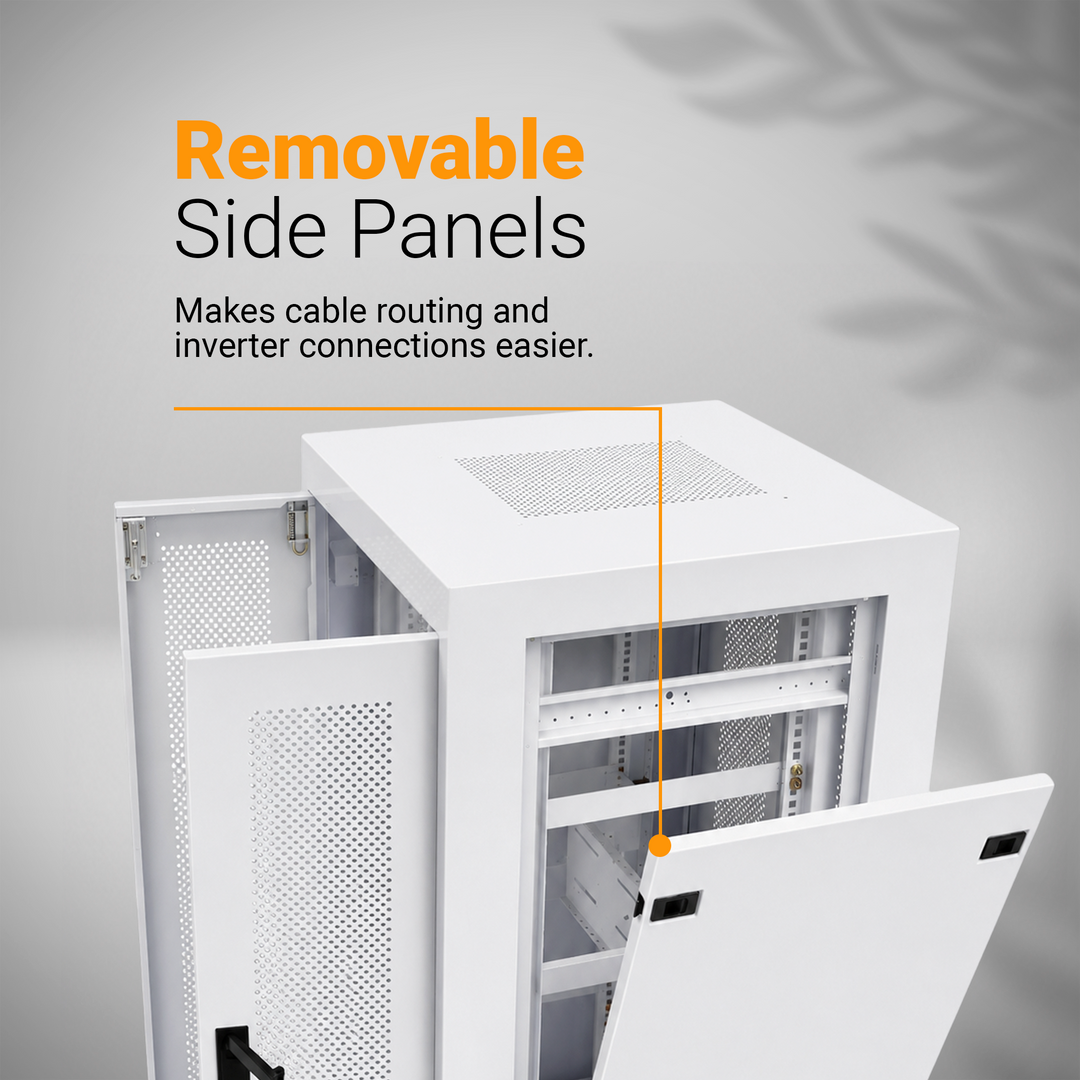 Maple Leaf Indoor Battery Cabinet for Solar Power Systems | Fits Standard Server-Rack Batteries | Durable All-Steel Construction | Version 2