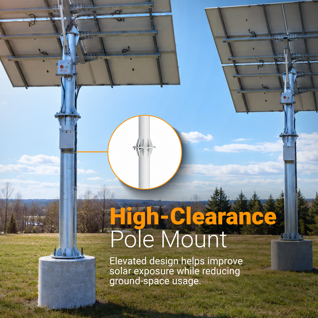 Maple Leaf North Pole Mount - System For 8 Solar Panels | 14 Feet Height | W/ Angle Adjustment | PENG Certificate | Fits Panels Up To 600w