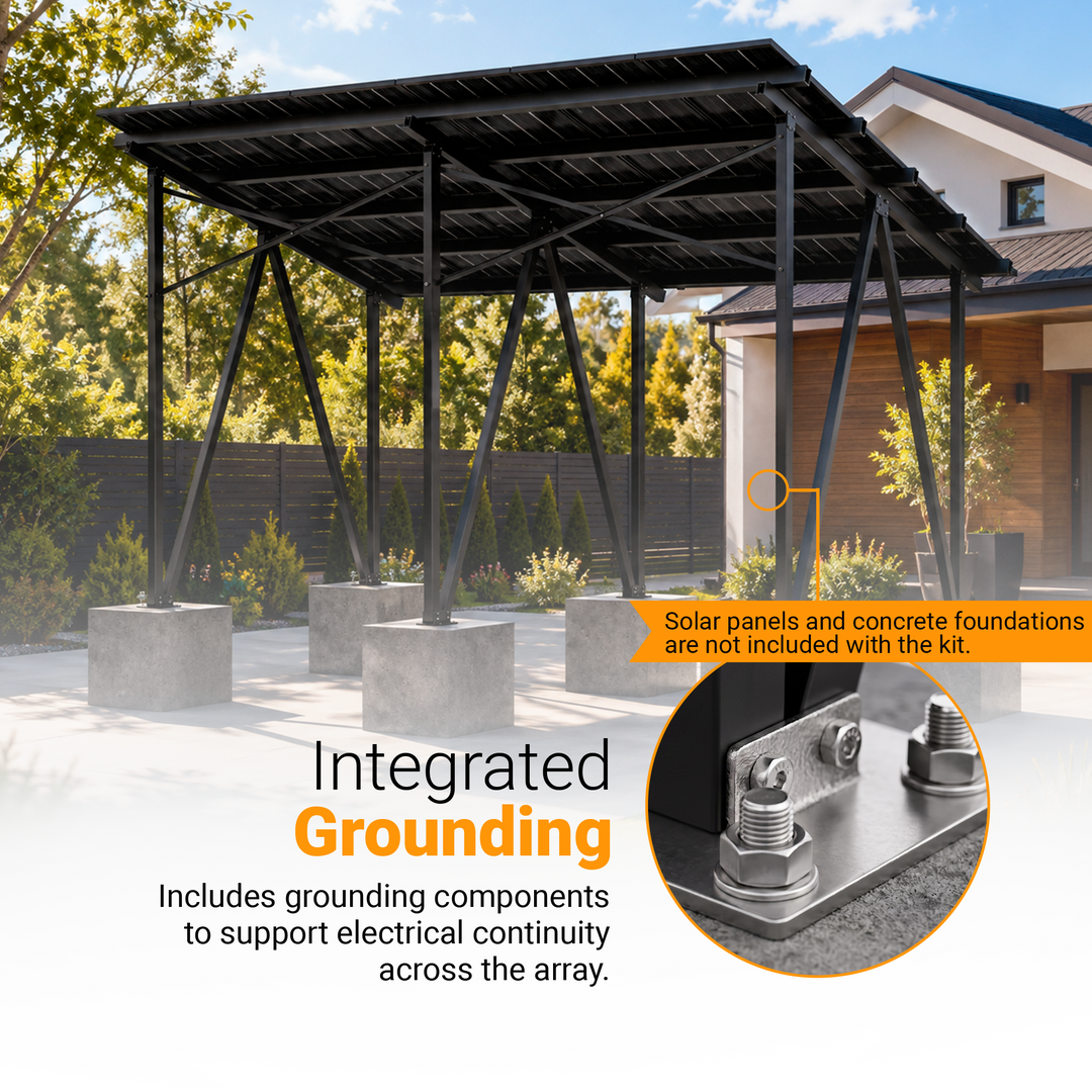 Maple Leaf Heavy-Duty 12-Panel Solar Carport Mounting System | 2x6 Solar Panel Array