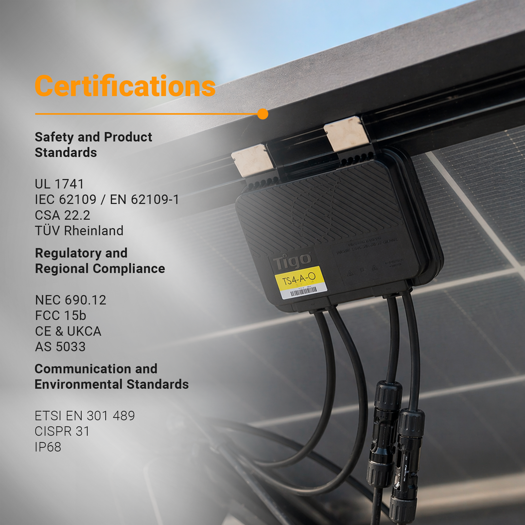 Tigo TS4-A-O 725W Solar Optimizer Canada – MLPE Module Level Power Electronics, Rapid Shutdown Device UL 1741, Solar Panel Monitoring Optimizer, 1500V 22A, High Efficiency 99.6%, Shade & Mismatch Optimization