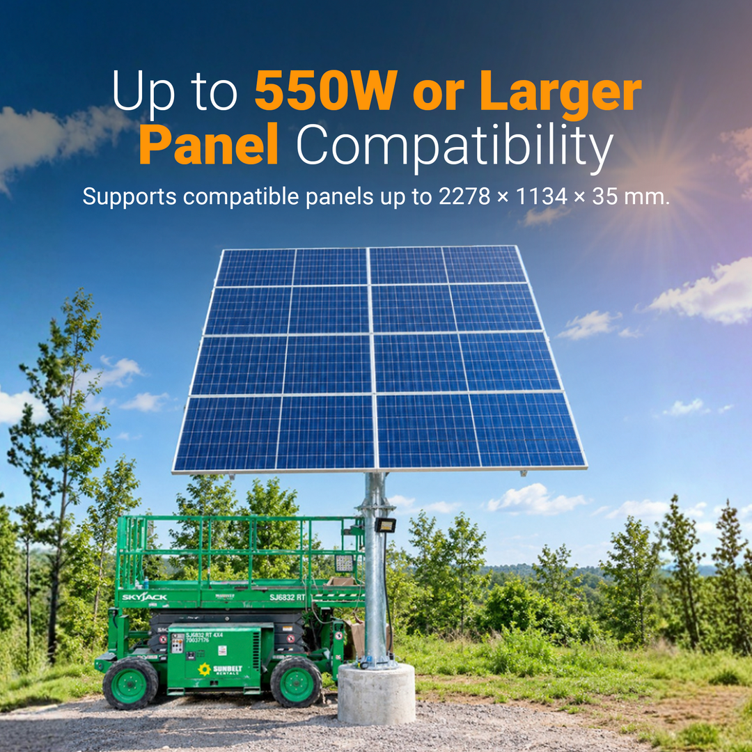 Maple Leaf North Pole Mount - System For 8 Solar Panels | 14 Feet Height | W/ Angle Adjustment | PENG Certificate | Fits Panels Up To 600w