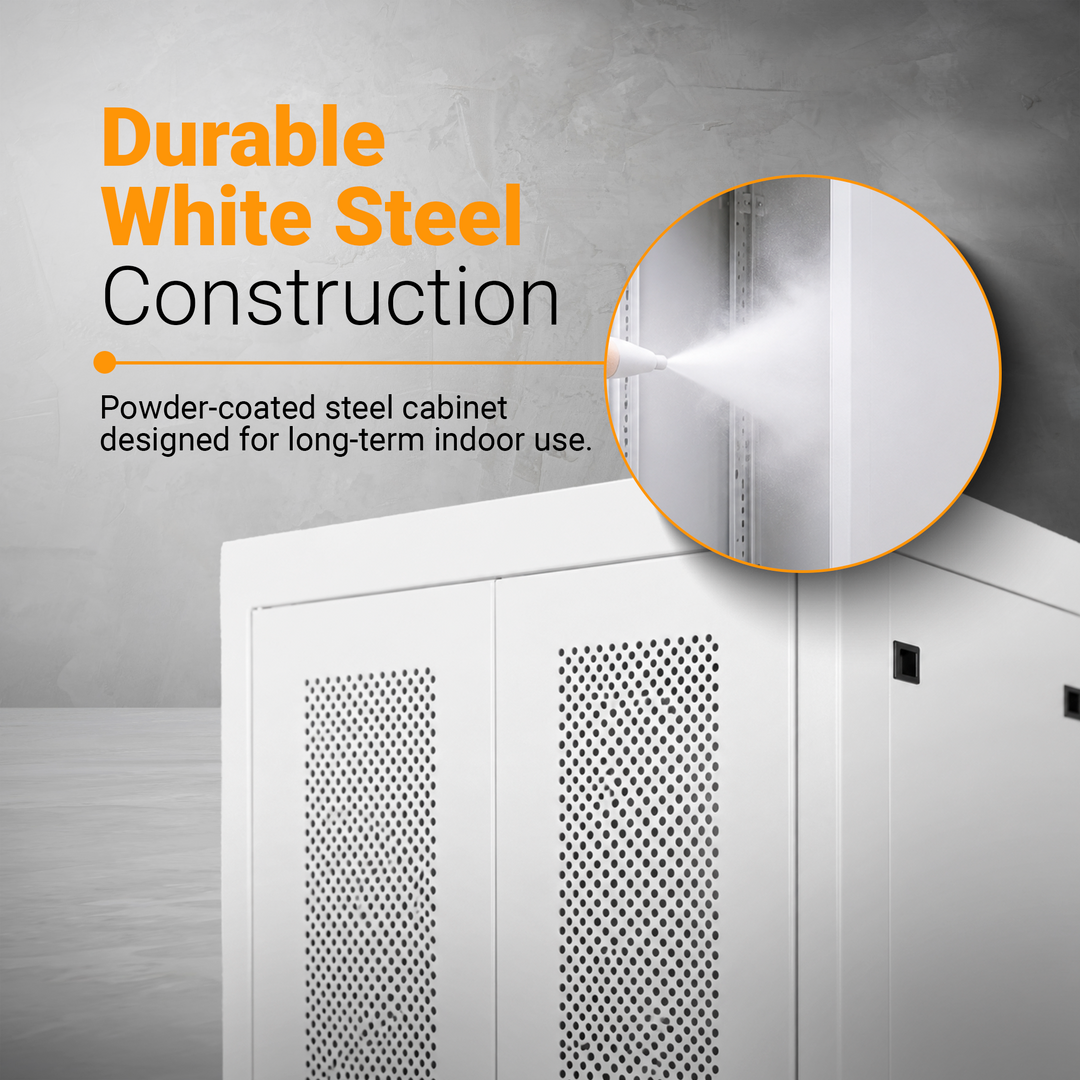 Maple Leaf Indoor Battery Cabinet for Solar Power Systems | Fits Standard Server-Rack Batteries | Durable All-Steel Construction | Version 2