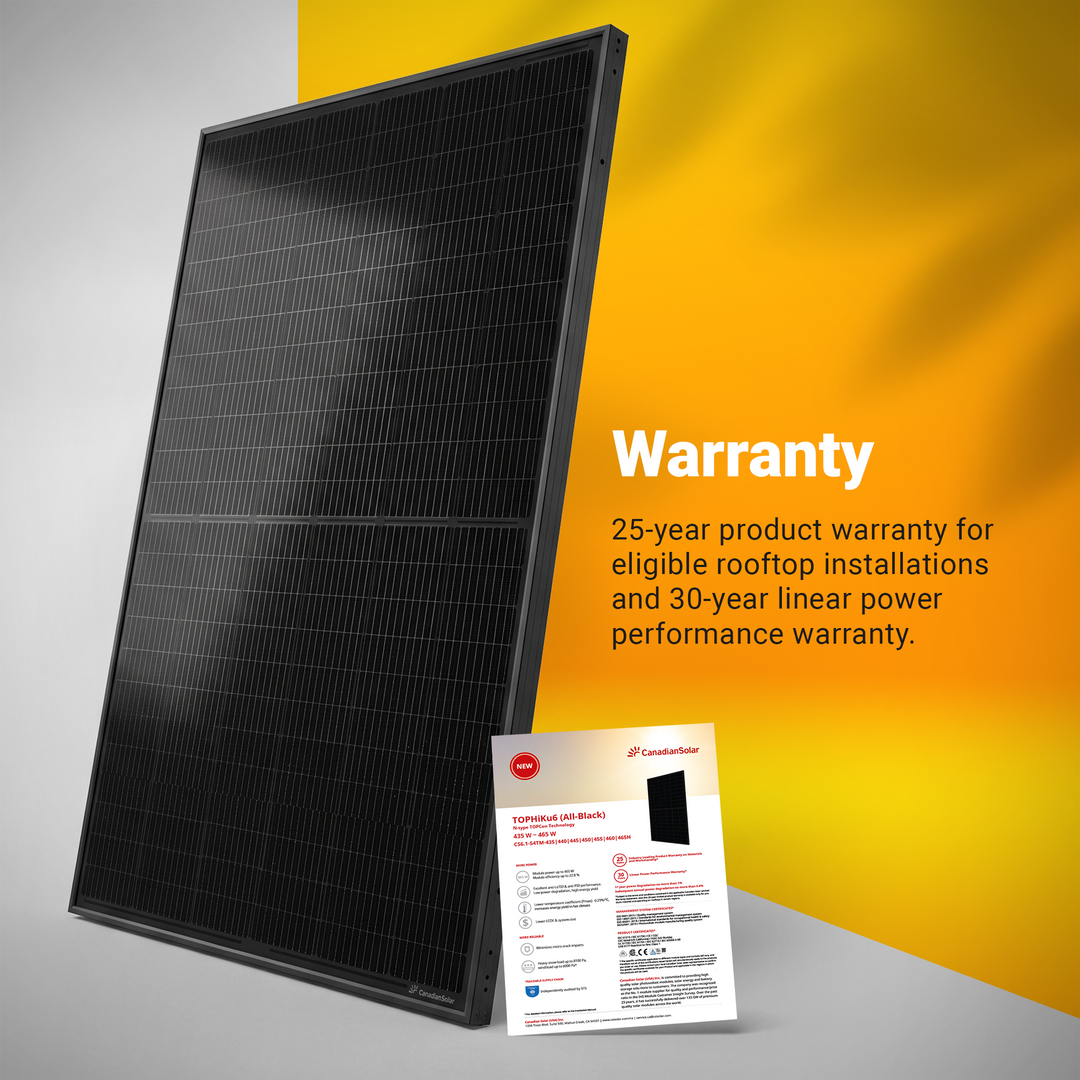CANADIAN SOLAR 450W Solar Panel | TOPHiKu6 All-Black N-type TOPCon PV Cells | CSA Certified