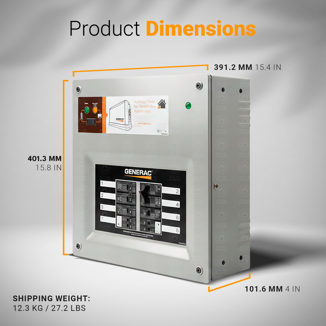 Generac 30 Amp Indoor Transfer Switch Kit Model 6854 | 8–10 Circuit Portable Generator Transfer Switch Kit | Solar Ready Transfer Switch Kit for Solar and Generator Hybrid Backup System | Prewired Transfer Switch with Aluminum Power Inlet Box + Conduit