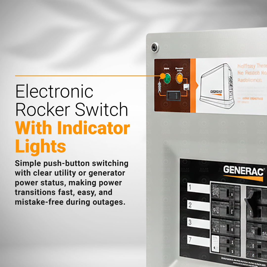 Generac 30 Amp Indoor Transfer Switch Kit Model 6854 | 8–10 Circuit Portable Generator Transfer Switch Kit | Solar Ready Transfer Switch Kit for Solar and Generator Hybrid Backup System | Prewired Transfer Switch with Aluminum Power Inlet Box + Conduit