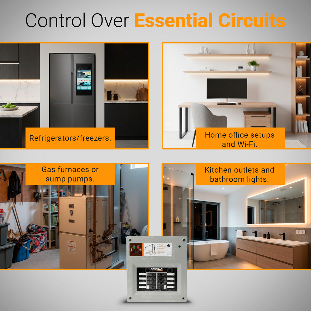 Generac 30 Amp Indoor Transfer Switch Kit Model 6854 | 8–10 Circuit Portable Generator Transfer Switch Kit | Solar Ready Transfer Switch Kit for Solar and Generator Hybrid Backup System | Prewired Transfer Switch with Aluminum Power Inlet Box + Conduit