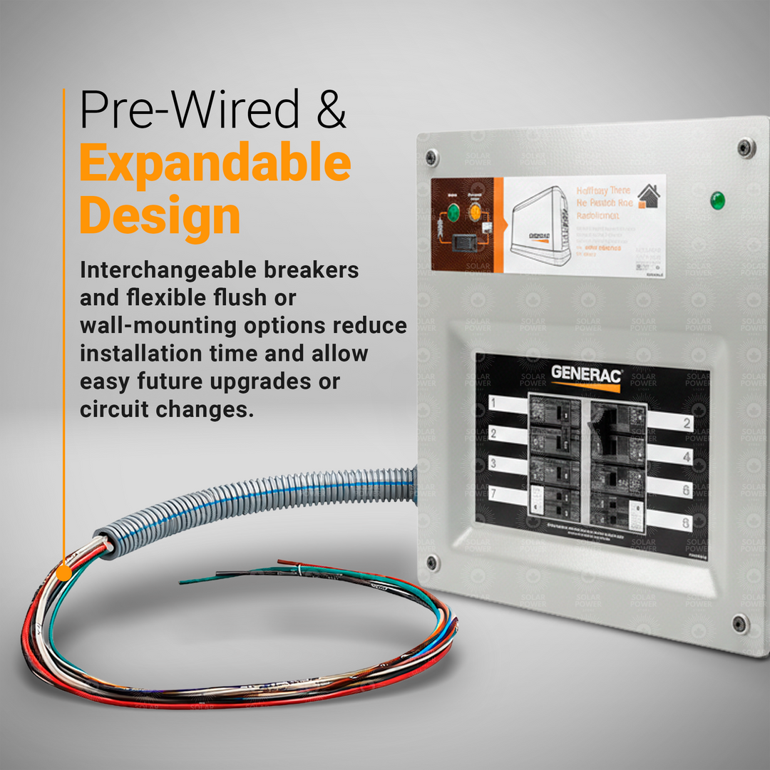 Generac 30 Amp Indoor Transfer Switch Kit Model 6854 | 8–10 Circuit Portable Generator Transfer Switch Kit | Solar Ready Transfer Switch Kit for Solar and Generator Hybrid Backup System | Prewired Transfer Switch with Aluminum Power Inlet Box + Conduit