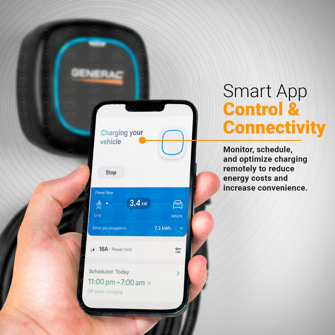 Generac Level 2 Plus EV Charger 48A | 11.5kW Smart Home EV Charging Station | 240V Hardwired | Wi-Fi App Control | Power Boost & Load Management | SAE J1772 | Indoor/Outdoor NEMA 4 | Matte Black