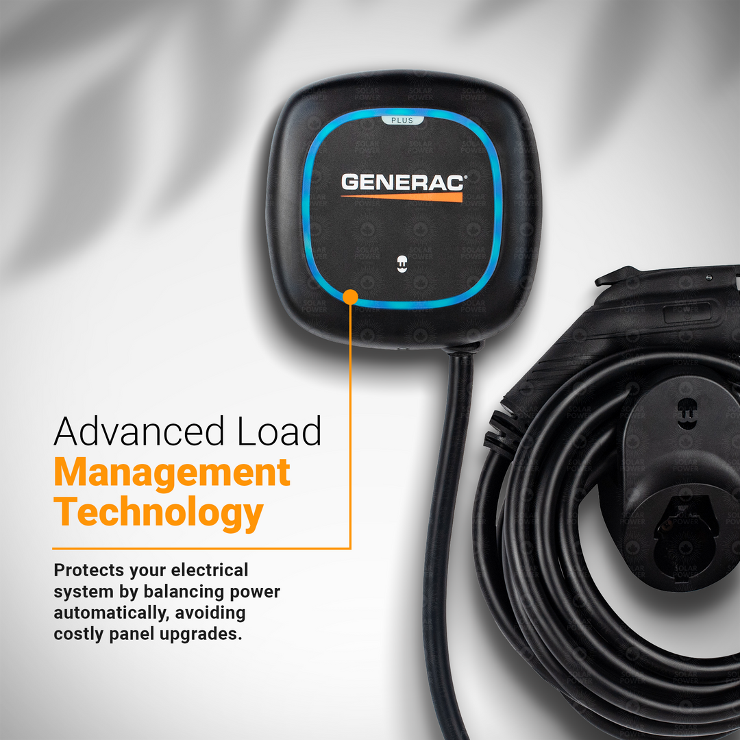 Generac Level 2 Plus EV Charger 48A | 11.5kW Smart Home EV Charging Station | 240V Hardwired | Wi-Fi App Control | Power Boost & Load Management | SAE J1772 | Indoor/Outdoor NEMA 4 | Matte Black