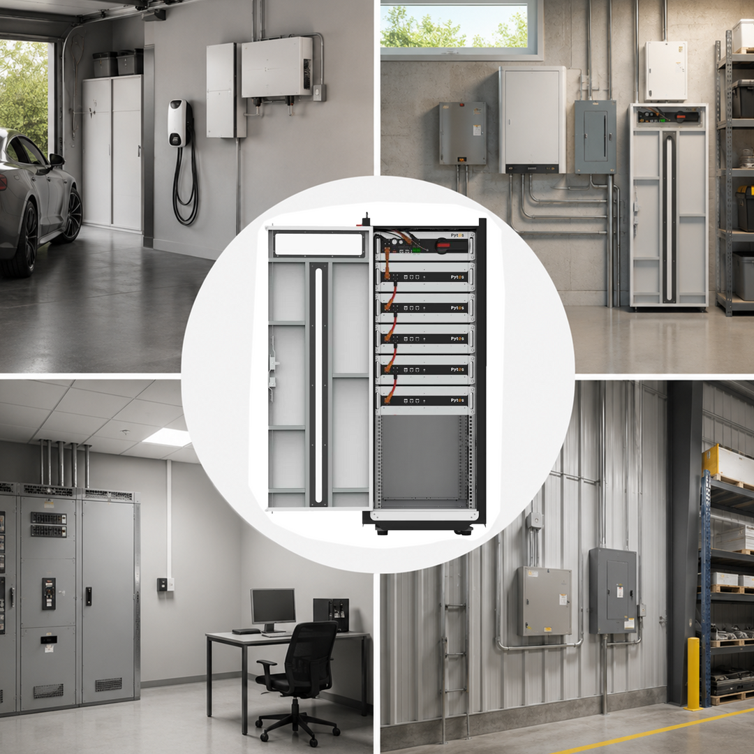 Pytes HV48100 High Voltage Battery Storage System with 25kw and expandable up 40Kw Kit | LiFePO4 Solar ESS Battery Bundle with BCU and Floor Mount Cabinet | UL9540 Certified