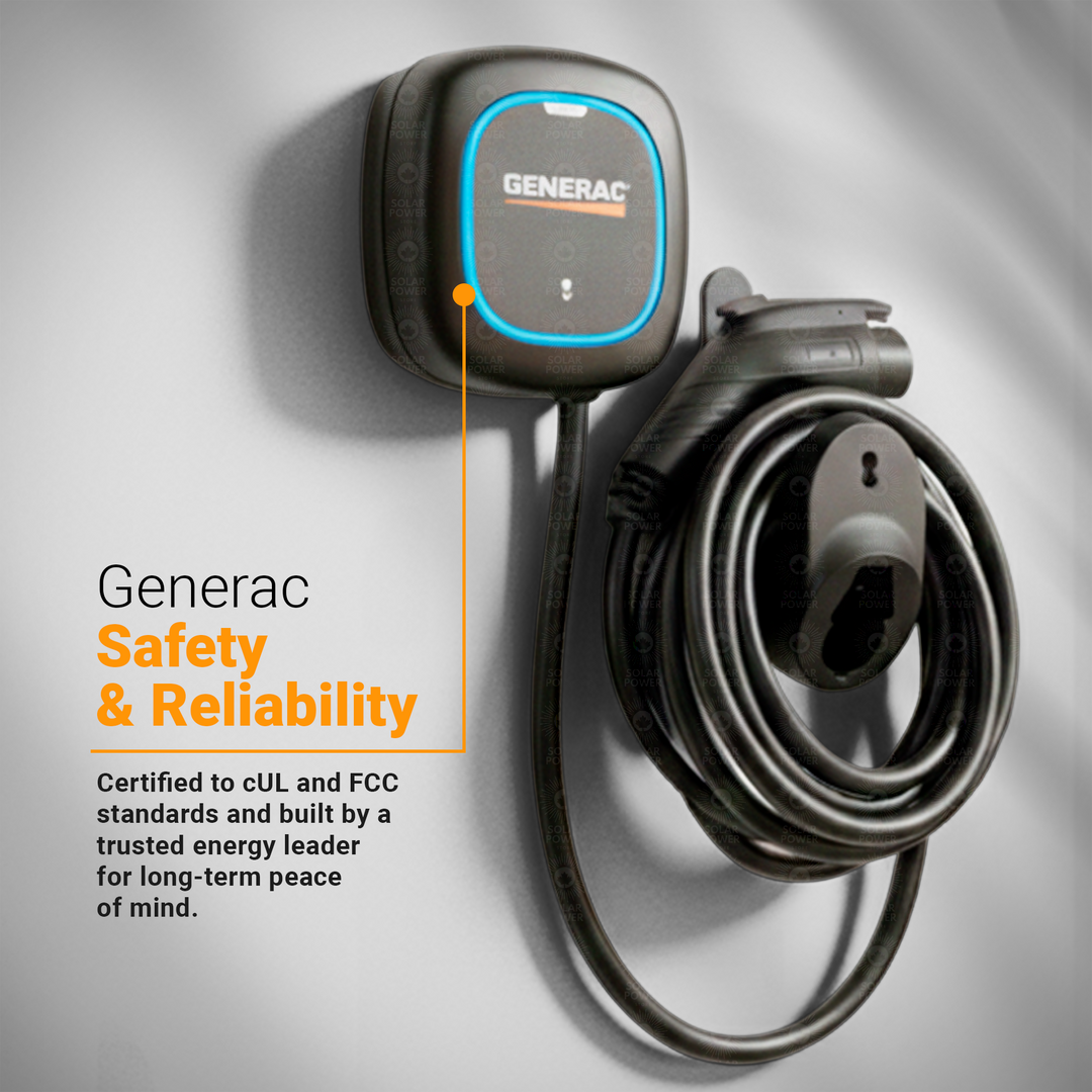 Generac Level 2 Plus EV Charger 48A | 11.5kW Smart Home EV Charging Station | 240V Hardwired | Wi-Fi App Control | Power Boost & Load Management | SAE J1772 | Indoor/Outdoor NEMA 4 | Matte Black