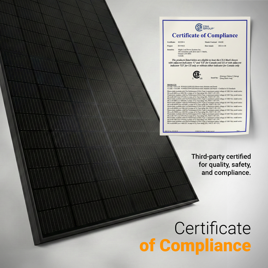 Maple Leaf 435W Bifacial N-Type TOPCon Solar Panel | High-Efficiency 1500V PV Module | Glass-Glass Construction | 22%+ Efficiency | MC4 Compatible | 30-Year Warranty