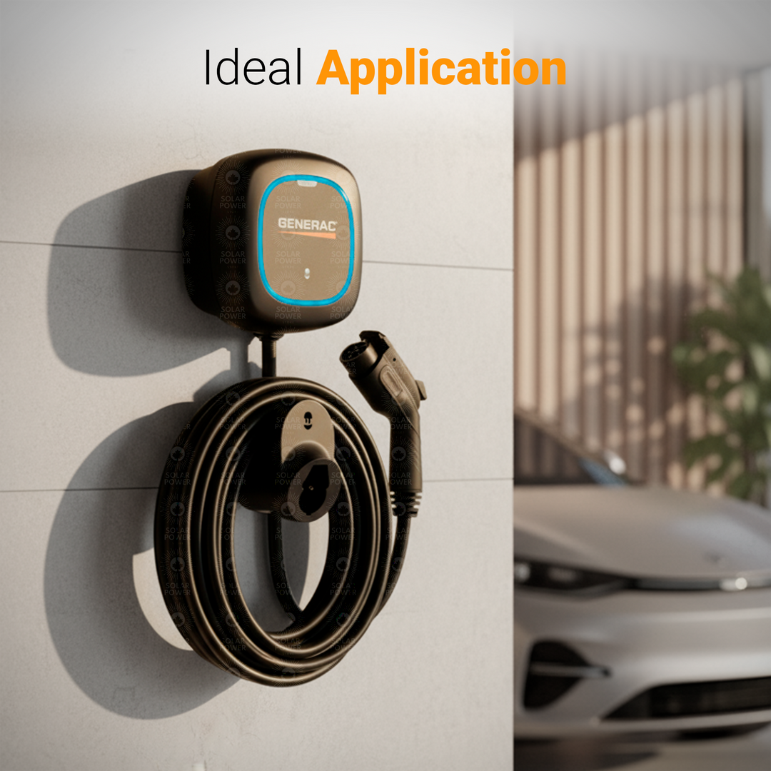 Generac Level 2 Plus EV Charger 48A | 11.5kW Smart Home EV Charging Station | 240V Hardwired | Wi-Fi App Control | Power Boost & Load Management | SAE J1772 | Indoor/Outdoor NEMA 4 | Matte Black