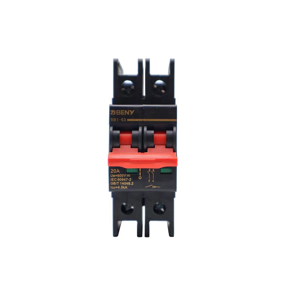 20A 2P DC Circuit Breaker 600V - cULus | Meets CSA Standards | Fireproof Shell For Solar Panel