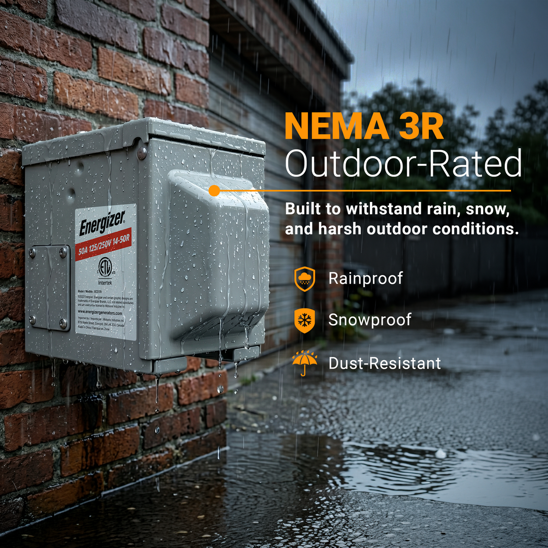 50 Amp EV/RV Power Outlet Box – Heavy Duty Outdoor NEMA 14-50R Receptacle for EV Chargers, Tesla, RVs, Campers & Home Charging | Weatherproof Lockable ETL Listed Power Outlet Canada