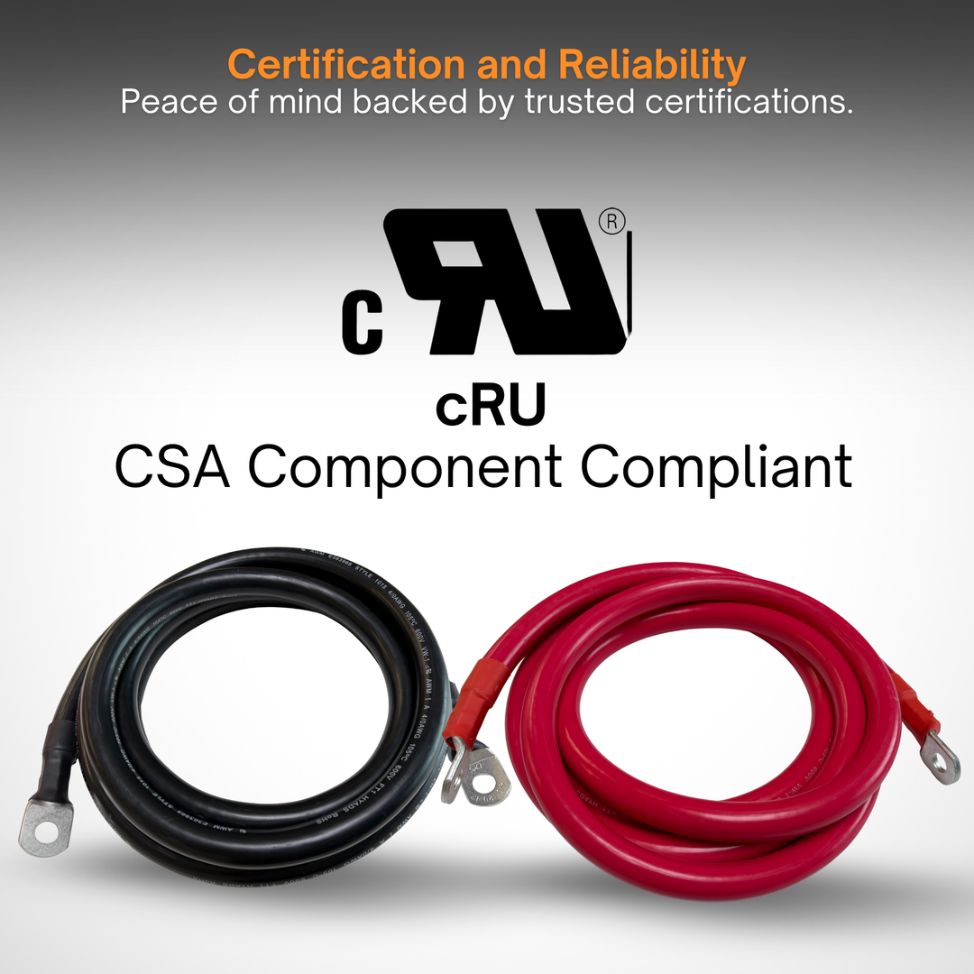 4/0 AWG Solar Battery Extension Cable - Inverter And Battery Cable 4/0 AWG | Tinned Copper | 450ah | Red And Black 10FT Each