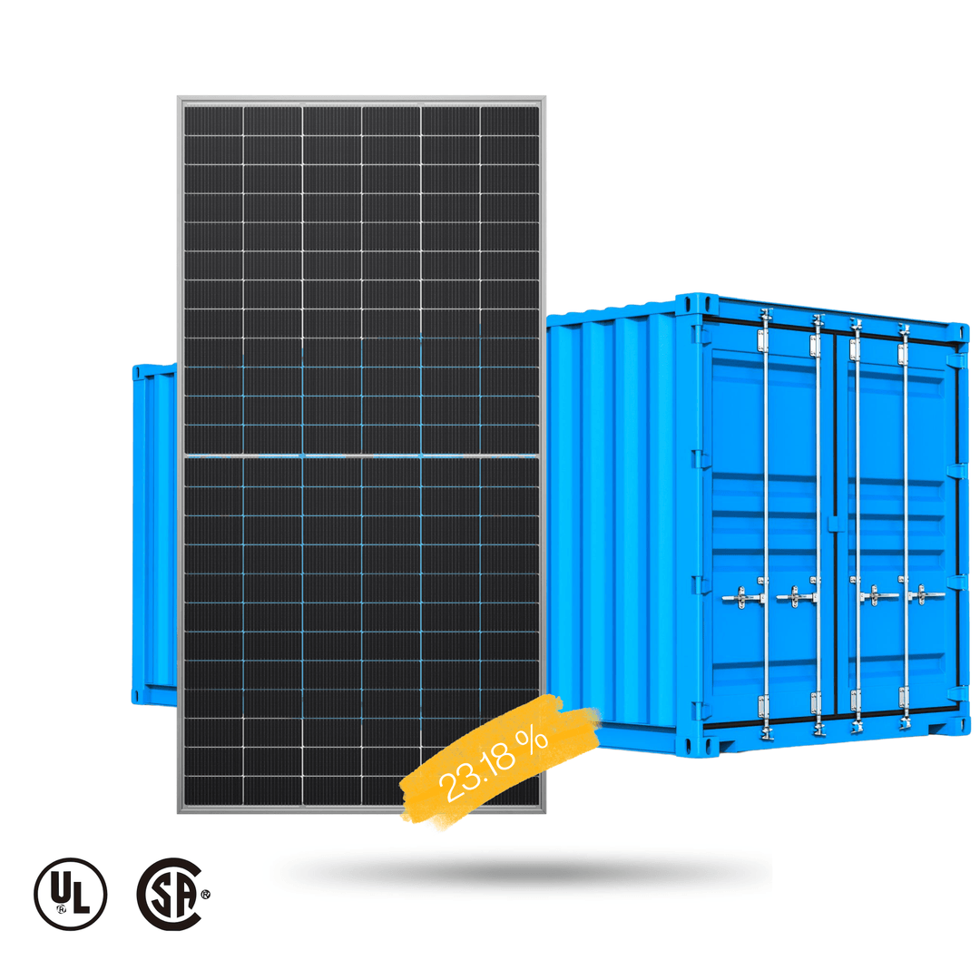 Maple Leaf Bifacial Solar Panel 700W - Commercial Solar Panels -W/ N-type Mono Cells | IP68 Junction Box & IP67 MC4 Cable | Container