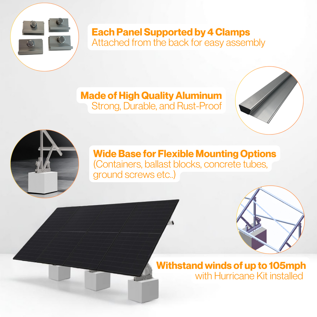Maple Leaf Goose Ground Mount & 550W Solar Panel Bundles  | Flexible 4, 8, 16, 32 Panel Options