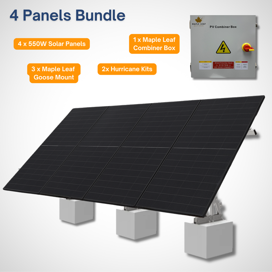 Maple Leaf Goose Ground Mount & 550W Solar Panel Bundles  | Flexible 4, 8, 16, 32 Panel Options