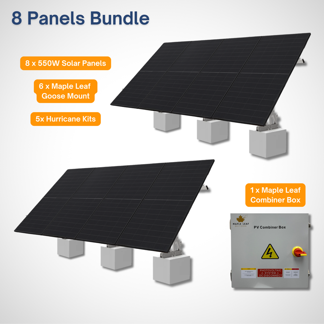 Maple Leaf Goose Ground Mount & 550W Solar Panel Bundles  | Flexible 4, 8, 16, 32 Panel Options
