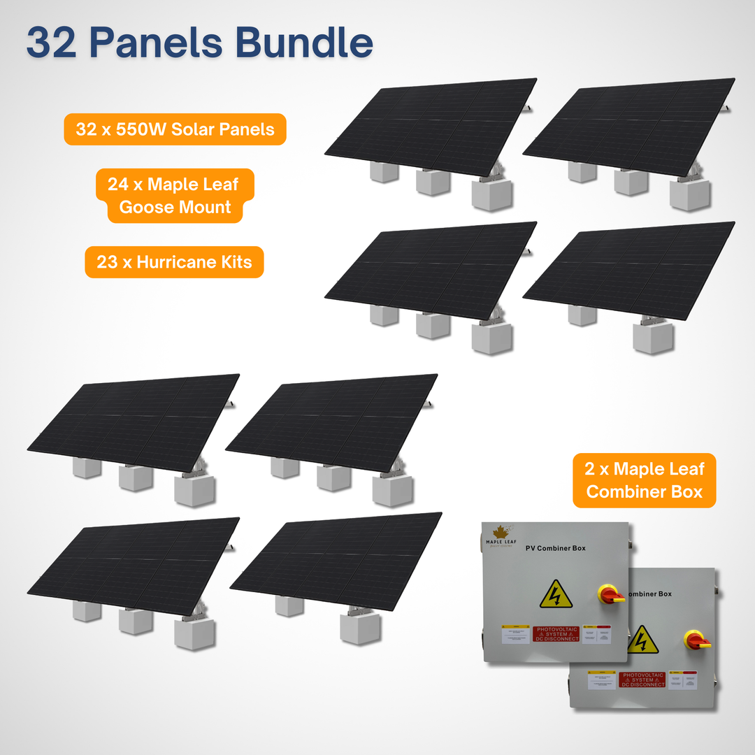 Maple Leaf Goose Ground Mount & 550W Solar Panel Bundles  | Flexible 4, 8, 16, 32 Panel Options