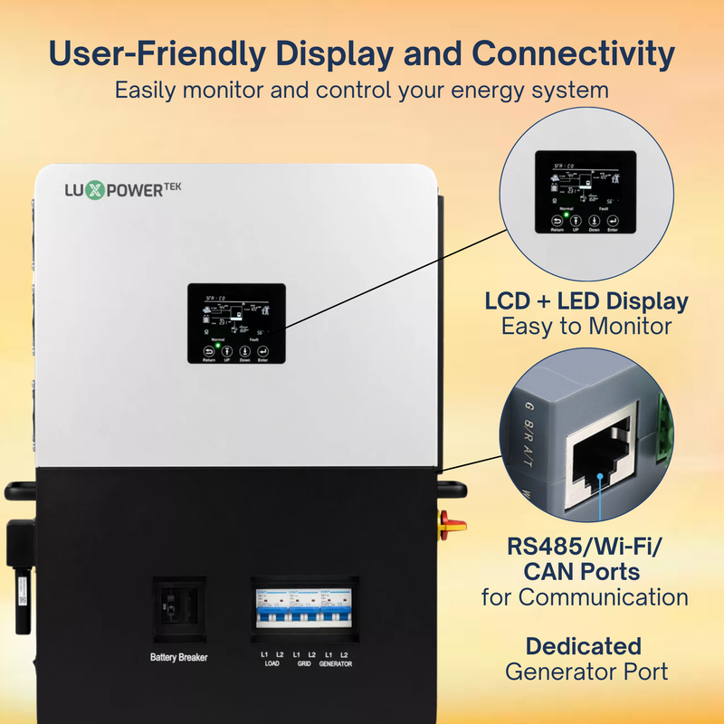 Luxpower LXP6K (SNA-US 6000) - Hybrid Off Grid Inverter | 8000W PV Input | 6000W Output | SNA 6k Split Phase | UL & CSA Approved | 6000XP